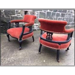 Pair of funky parlour chairs bargain wooden carved
