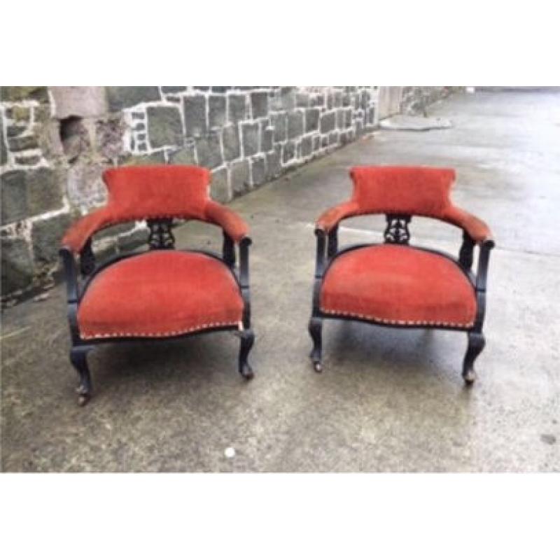 Pair of funky parlour chairs bargain wooden carved