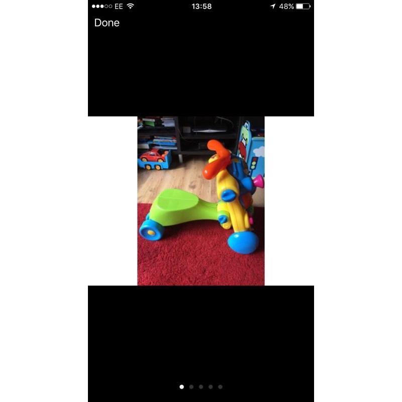Toddler scooters and activity table