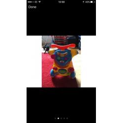 Toddler scooters and activity table