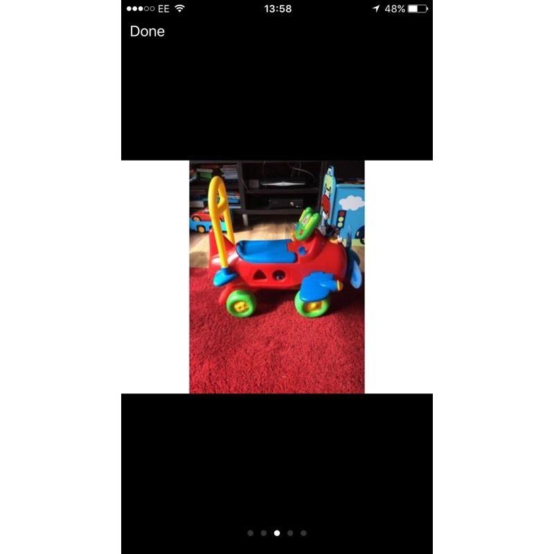Toddler scooters and activity table