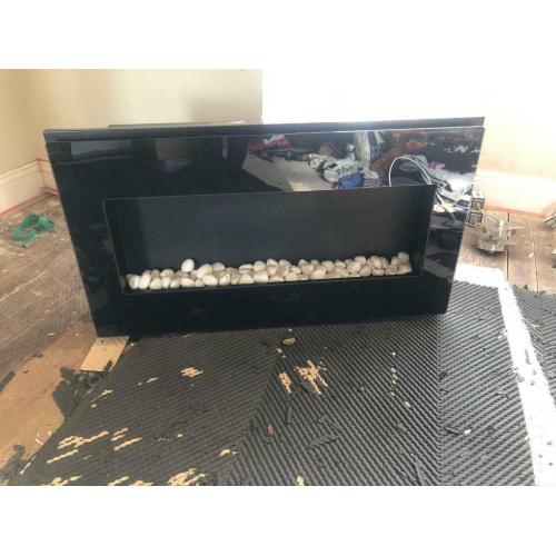Fully Inset, Flamerite Omni Glass Pebble Electric Fire Heater - Black