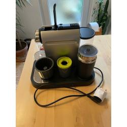 Nespresso Citiz Coffee machine with Nespresso capsule box, capsules, and capsule recycler