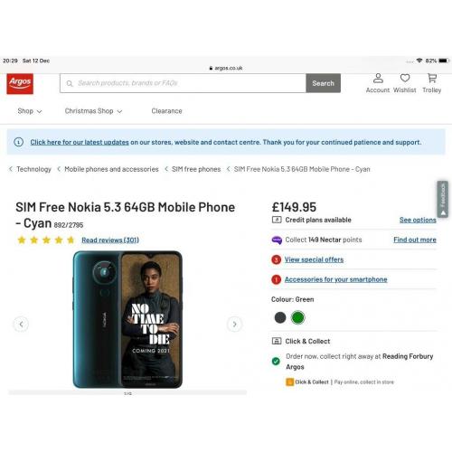 Nokia 5.3 64GB Mobile Phone Sim Free Brand