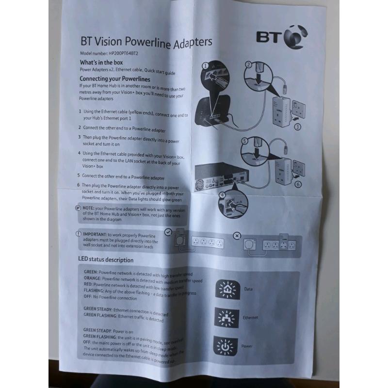 BT vision powerline adapters