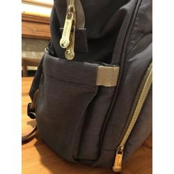 Grey Nappy Baby Changing Rucksack Bag