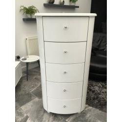 White gloss chest of drawers