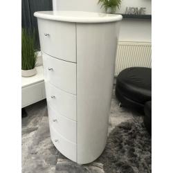 White gloss chest of drawers