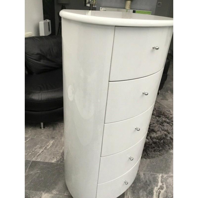 White gloss chest of drawers