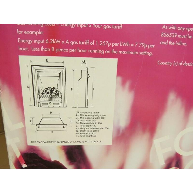 Slimline coal effect gas fire, unused and still boxed