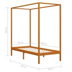 Canopy Bed Frame Honey Brown Solid Pine Wood 90x200 cm-283256