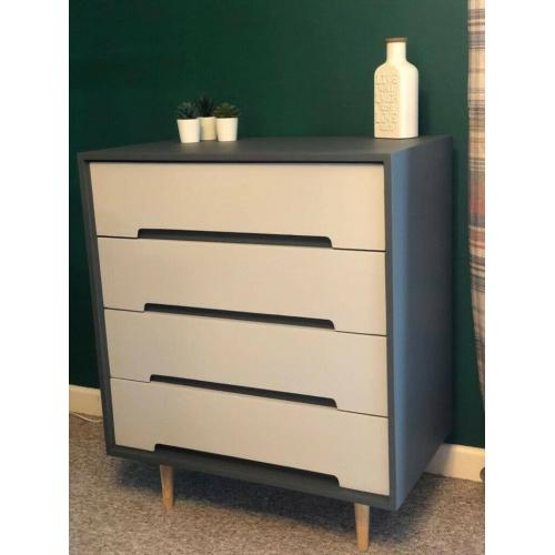 Stag furniture, C range chest of Drawers, Up cycled, Hand painted. 1950/1960's