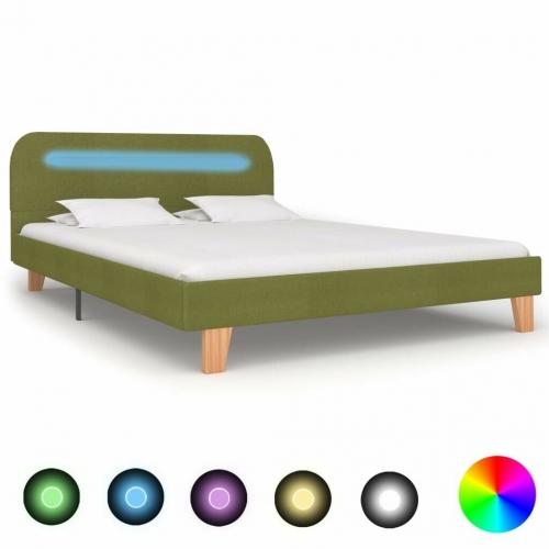 Bed Frame with LED Green Fabric 135x190 cm-281088
