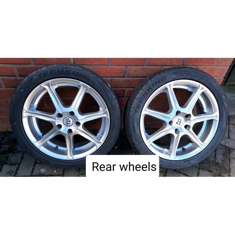 Alloy wheels of a Toyota Celica