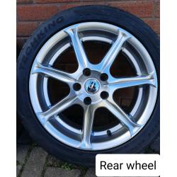 Alloy wheels of a Toyota Celica