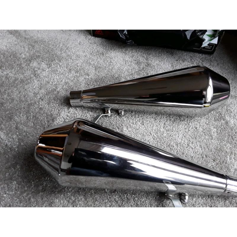 Universal extra wide short megaphone exhaust silencers