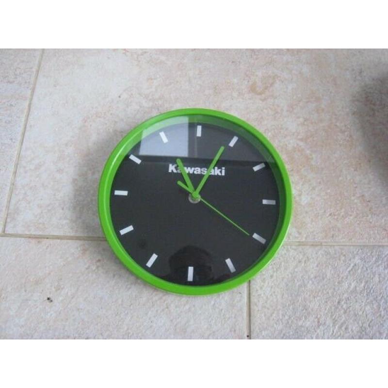 KAWASAKI CLOCK ,GARAGE LIGHT SIGN AND A LARGE CANVAS PRINT