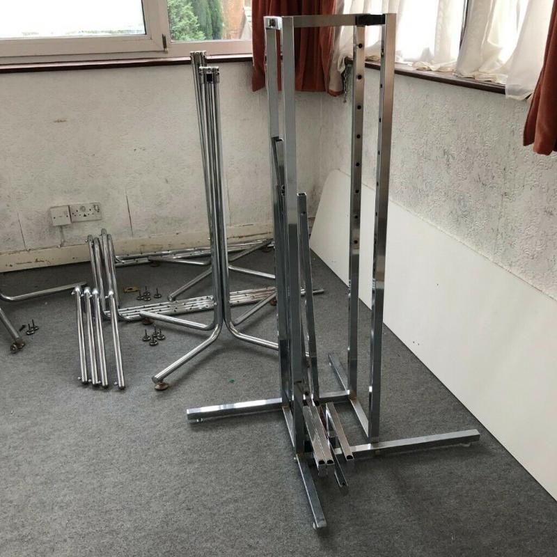 Chromed free standing clothes rails