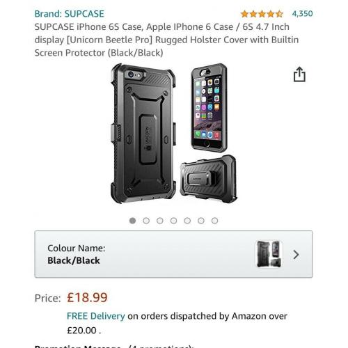 iPhone 6/6S Sup Phone case (Beetle Pro- Black) New