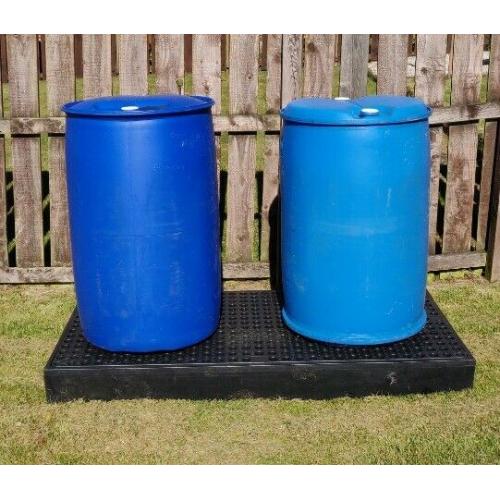 2-Drum Poly Containment Pallet,Oil SpillTray and 2x 210 Litre Drums