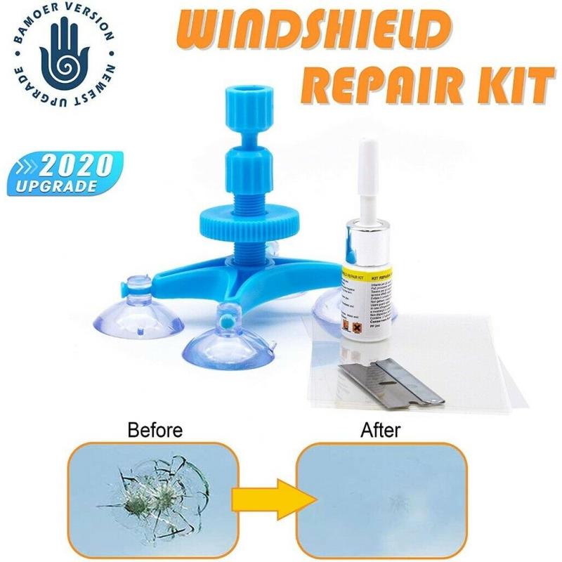 Upgraded Car Auto Windshield Repair Tool Kit to repair Cracks, Chips and Scratch