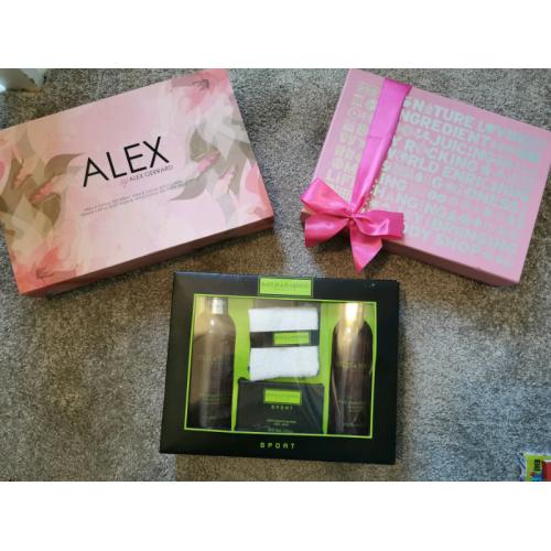 Bath gift sets. Baylis & Harding, Alex Gerrard, Body shop. New