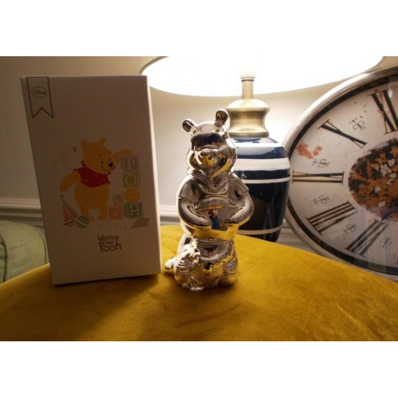 Childrens baby first christmas gifts BNIB: silver plated Winnie the Pooh money box and my first mug