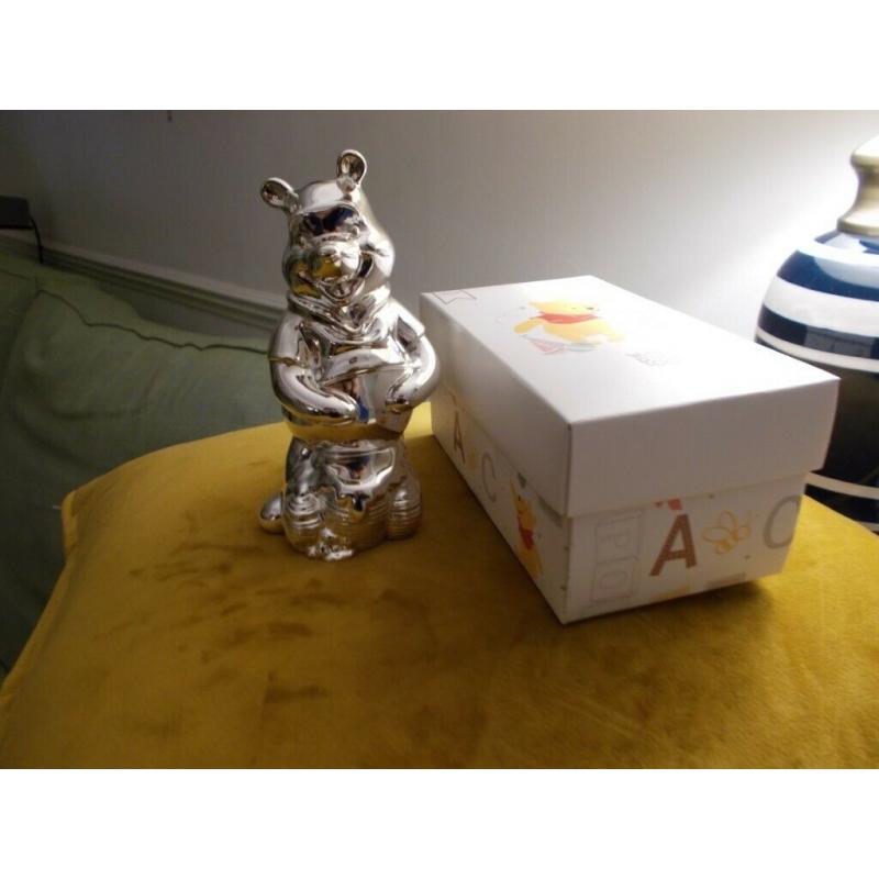 Childrens baby first christmas gifts BNIB: silver plated Winnie the Pooh money box and my first mug