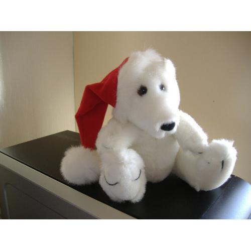 2 POLAR BEARS WITH SANTA HAT SOFT TOYS-NEW CHRISTMAS DECORATIONS
