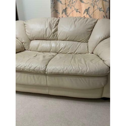 Cream Leather Sofa