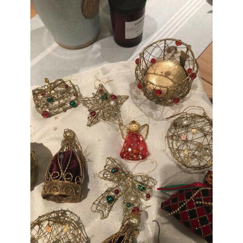 Christmas decorations - tree topper, tree decorations, beaded garlands and wired decorations.