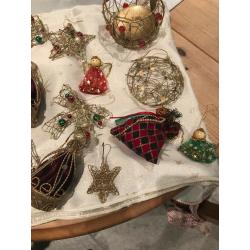 Christmas decorations - tree topper, tree decorations, beaded garlands and wired decorations.