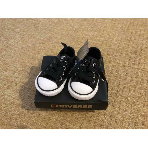 Baby girls black glitter converse