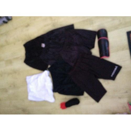 PE large white polo t-shirt; THS PE socks; small black PE shorts vgc