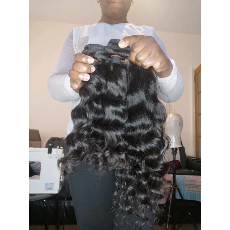 Deep Wave Virgin Curly Human Hair 3 Bundles Length 14,