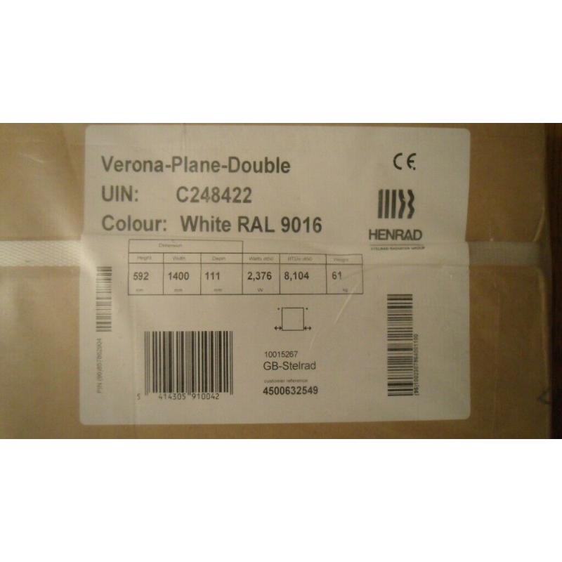 NEW HENRAD VERONA PLANE DOUBLE WHITE RADIATOR