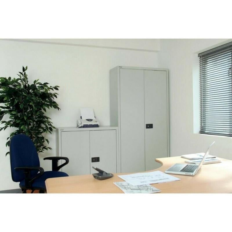 Bisley 2 Door Regular Door Cupboard Economy Grey 914 x 400 x 1,000mm Office Storage CL1