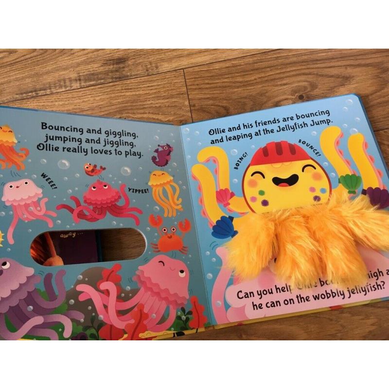 3 x hand puppet children?s books: Ollie Octopus, Cheeky Monkey, Calm Down Boris : V.G.C