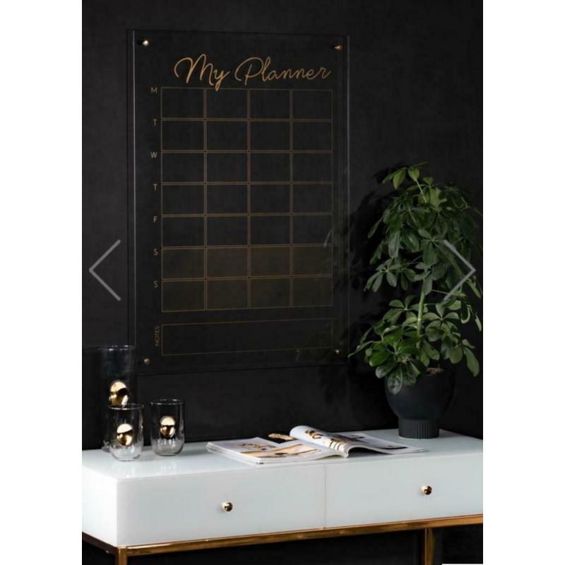 Large Glass Wall Planner - Brass