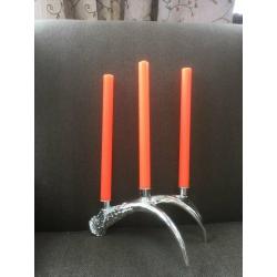 HALLOWEEN CANDLES !! SCARY ORANGE, PILLAR CANDLES BOX OF 12...selling for ?10