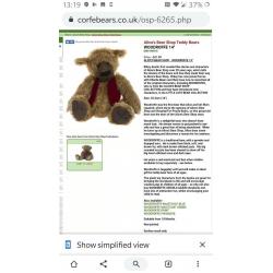 Woodroffe Alice's Bear Shop growling Bear nwt