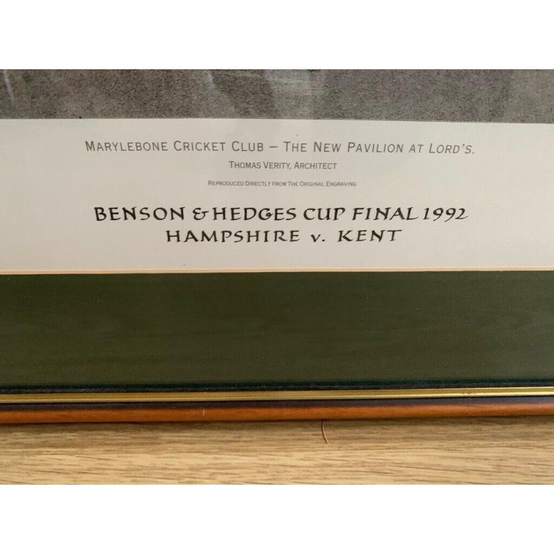 Autographed 1992 Benson & Hedges Cup Final Hampshire v Kent Lord's Pavilion Picture
