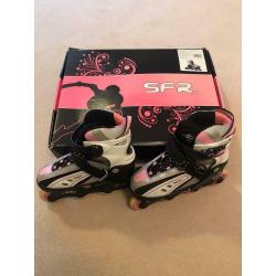 SFR Vortex Inline Skates Adjustable UK 12-2 Jr Child Roller Blades Pink White