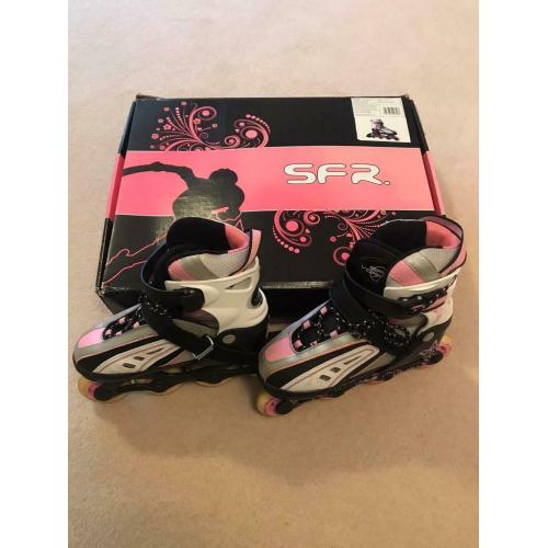 SFR Vortex Inline Skates Adjustable UK 12-2 Jr Child Roller Blades Pink White