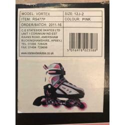 SFR Vortex Inline Skates Adjustable UK 12-2 Jr Child Roller Blades Pink White