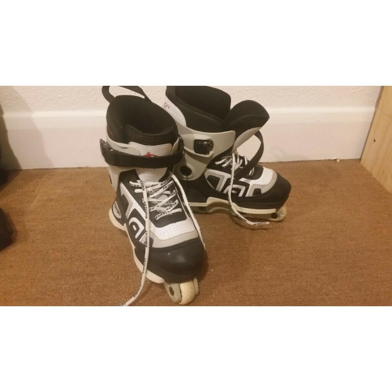 Size 7-Anarchy Combat Roller Blades (with pads and bag)
