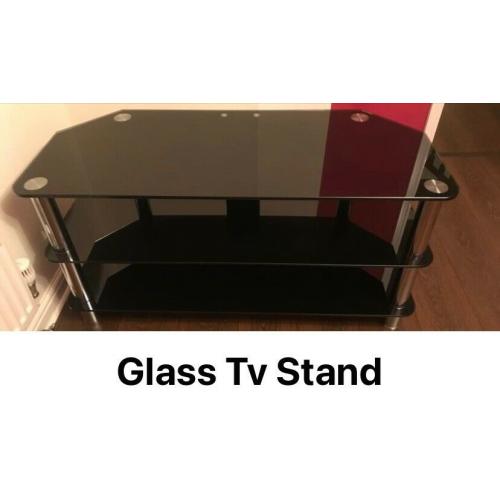 Black glass tv stand