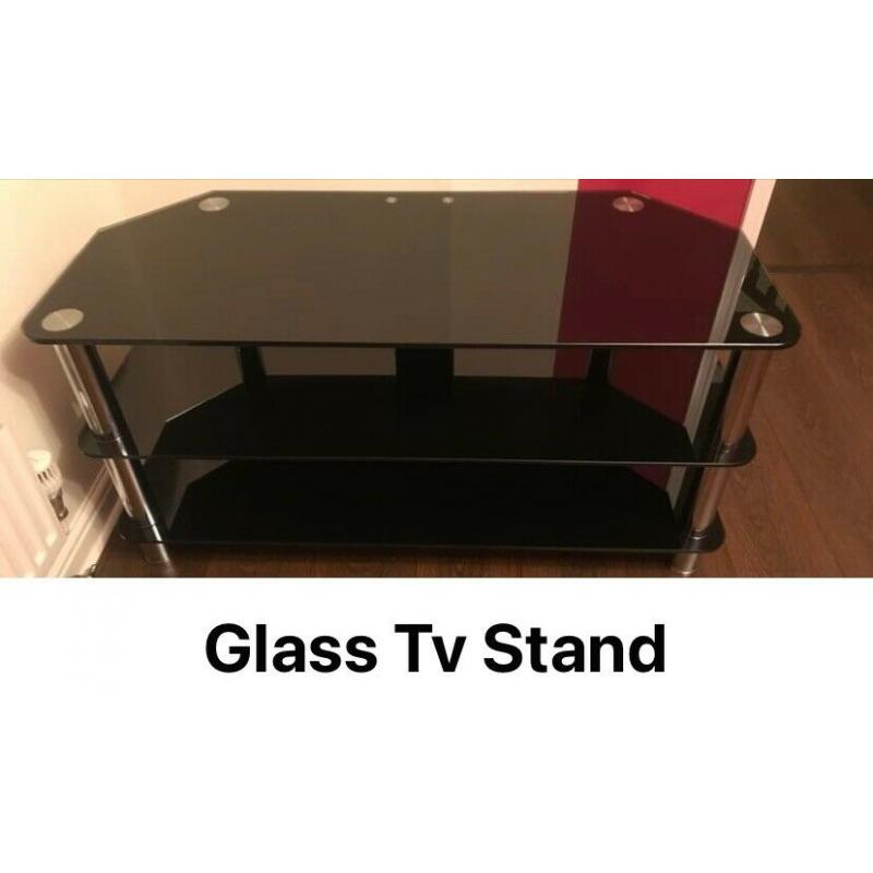 Black glass tv stand