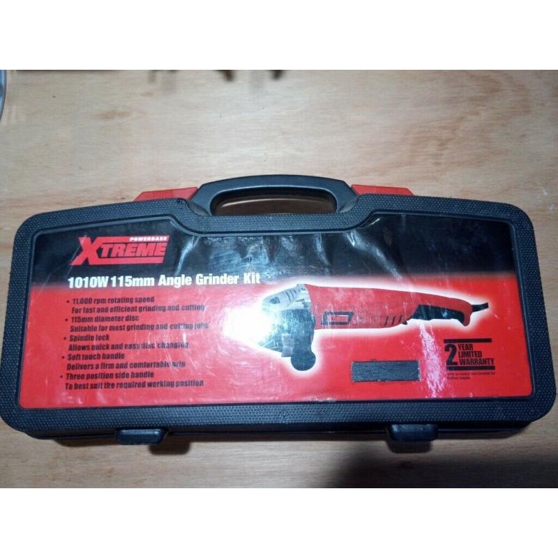 Powerbase Xtreme 1010 watt 115mm grinder with case.