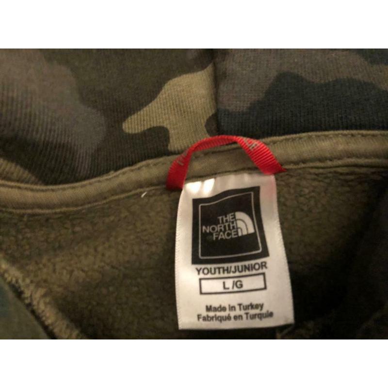 Boys Large North Face camo hoodie